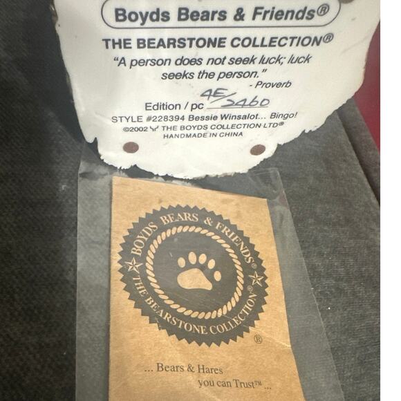 Boyd’s Bears & Friends, the Bearstone collection: Bessie Winsalot…Bingo! 2002 - Picture 7 of 10
